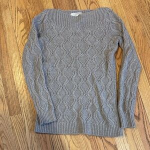 LOFT Tan Cable Knit Sweater. Boatneck XS